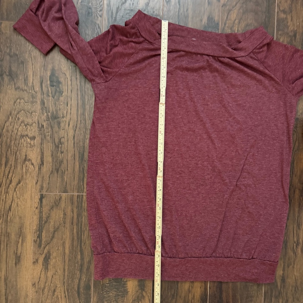 Halife XLWine Red Long Sleeve Boat Neck Off Shoulder Blouse - Picture 6 of 8